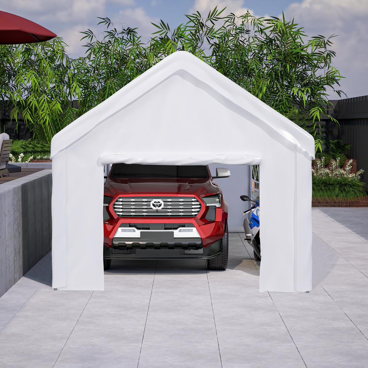 CARPORT Zeltgarage 3x6 m Grau - Weiß, Metall (299/283/598cm) - ComfortXL