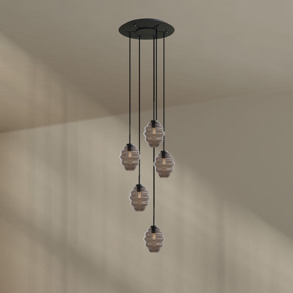 GALERIELEUCHTE Echos 5-flammig Rauch Ø 18cm - Anthrazit/Schwarz, Glas (18/18/20cm) - s.luce