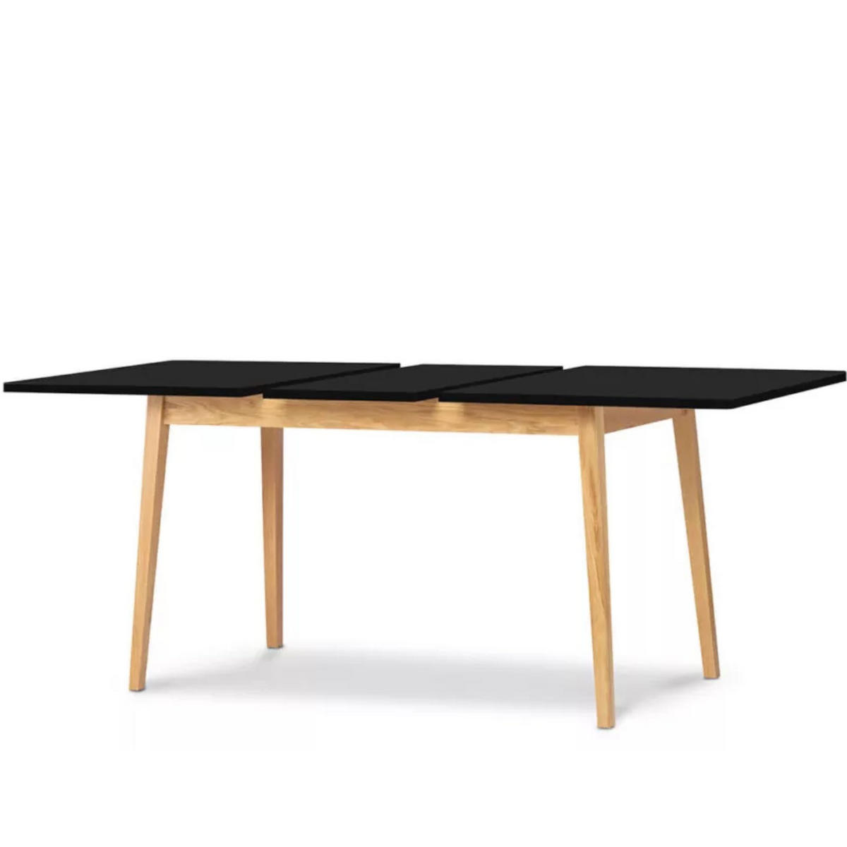 AUSZIEHBARER-ESSTISCH FRISK Skandinavischer Stil, schwarz - Eichefarben/Schwarz, Eichenholz/Holzwerkstoff (90/160/75cm) - KONSIMO®