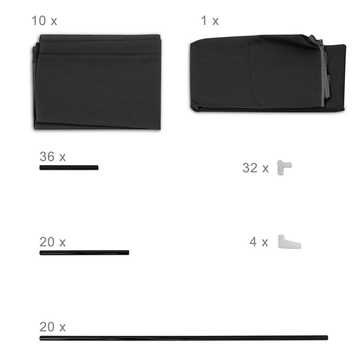 SCHUHSCHRANK Schwarz VALENTIN hoch 9 Ablagen - Schwarz, Kunststoff/Textil (88/161/30cm) - Relaxdays