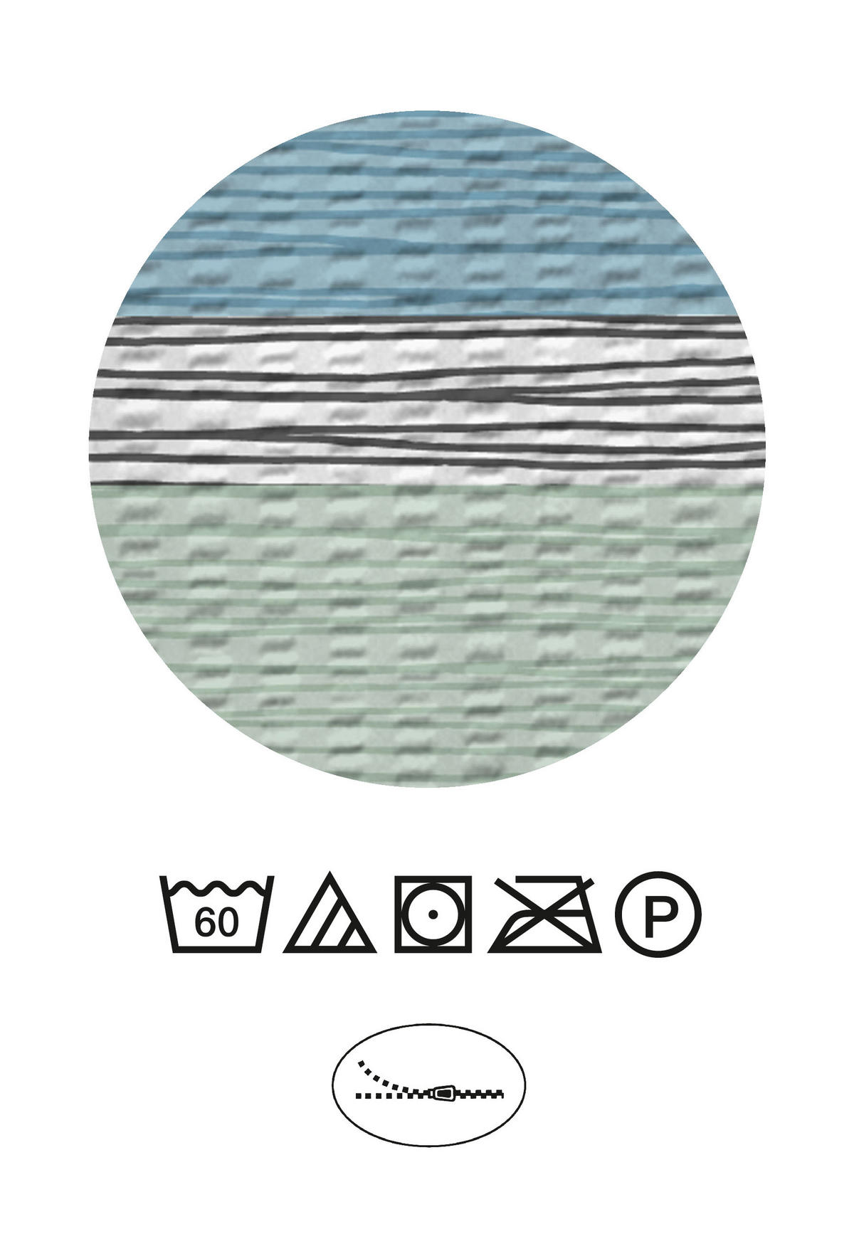 BETTWÄSCHE-GARNITUR Seersucker Querstreifen petrol, 135x200 cm + 80x80 cm - Petrol, Textil (135/200cm) - Castell