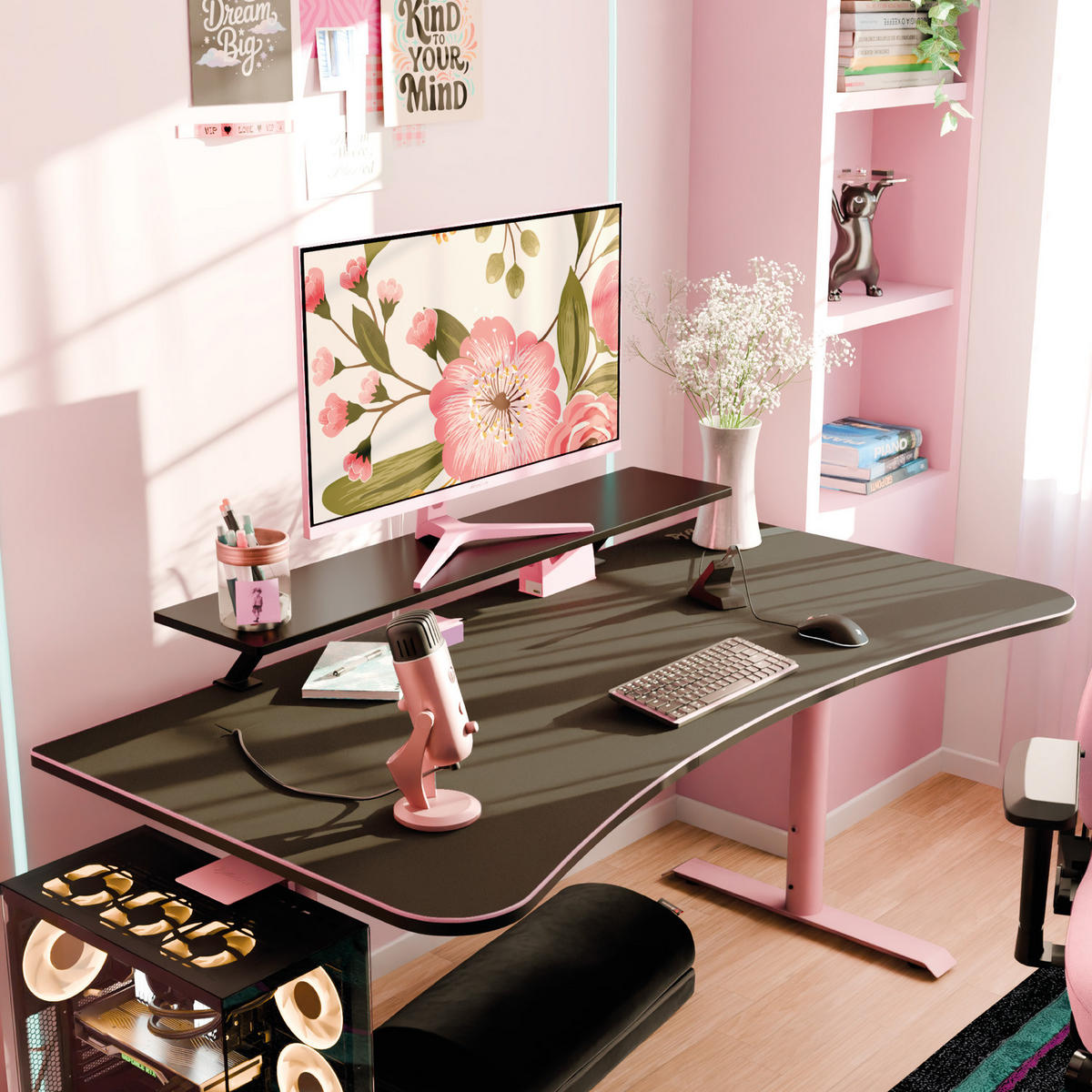 GAMINGTISCH Arena 160/82/71-81 cm Rosa - Pink, Metall (82/160/71cm) - Arozzi