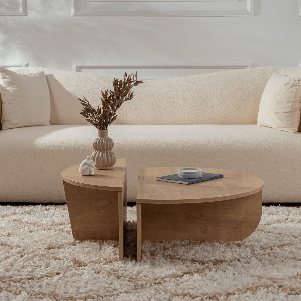 COUCHTISCH - 90 cm x 60 cm - Holz, Platte - Naturfarben Hell - ALOEVA - Naturfarben, Holz (60/90/30cm) - Vente-Unique