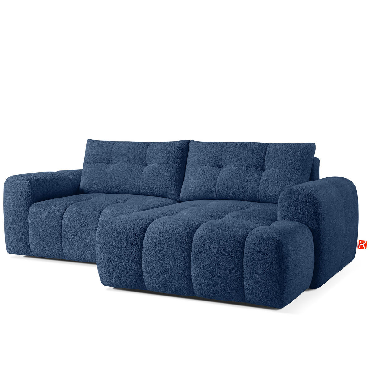 ECKSOFA RECHTS RAVIA, Bouclé, Marineblau - Dunkelblau, Holz/Textil (256/104cm) - KONSIMO®