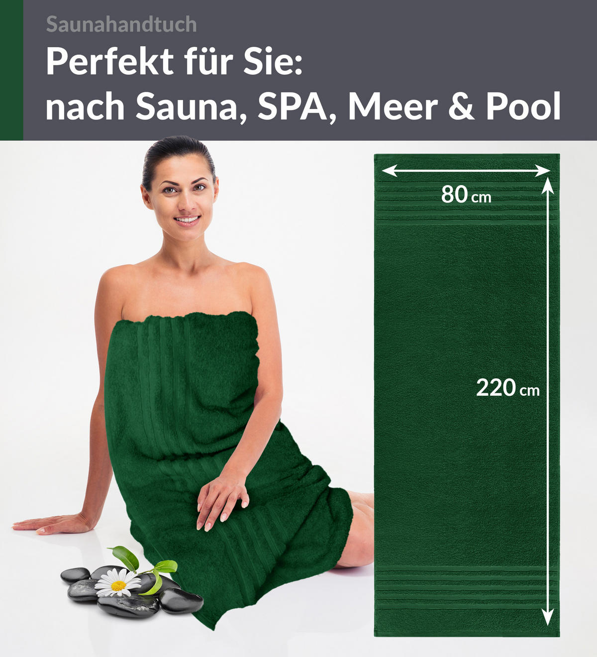 SAUNATUCH London Tannen Grün 80x220 cm - Waldgrün, Textil (80/220cm) - Lashuma