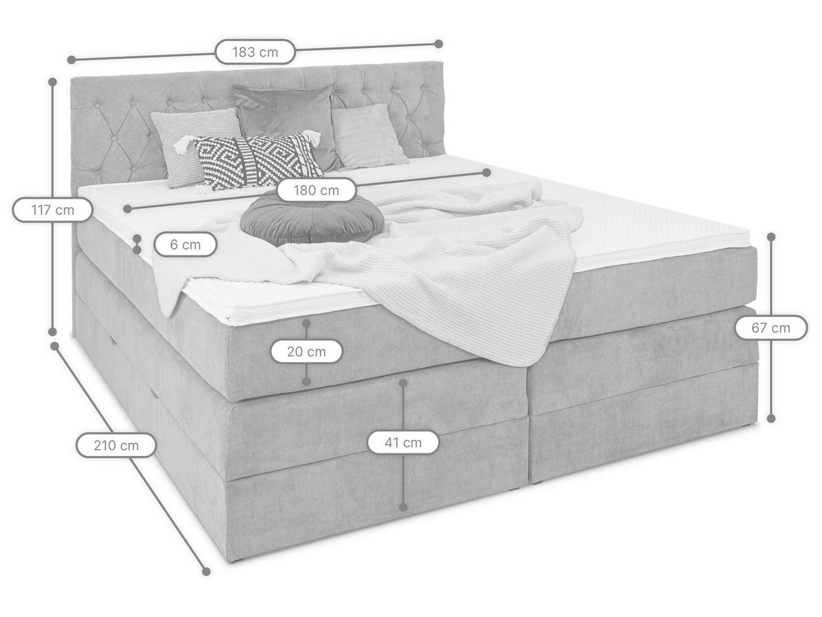 BOXSPRINGBETT Verona Dunkelblau 180/200 cm H2/H3 Samt - Dunkelblau, Textil (180/200cm) - wonello