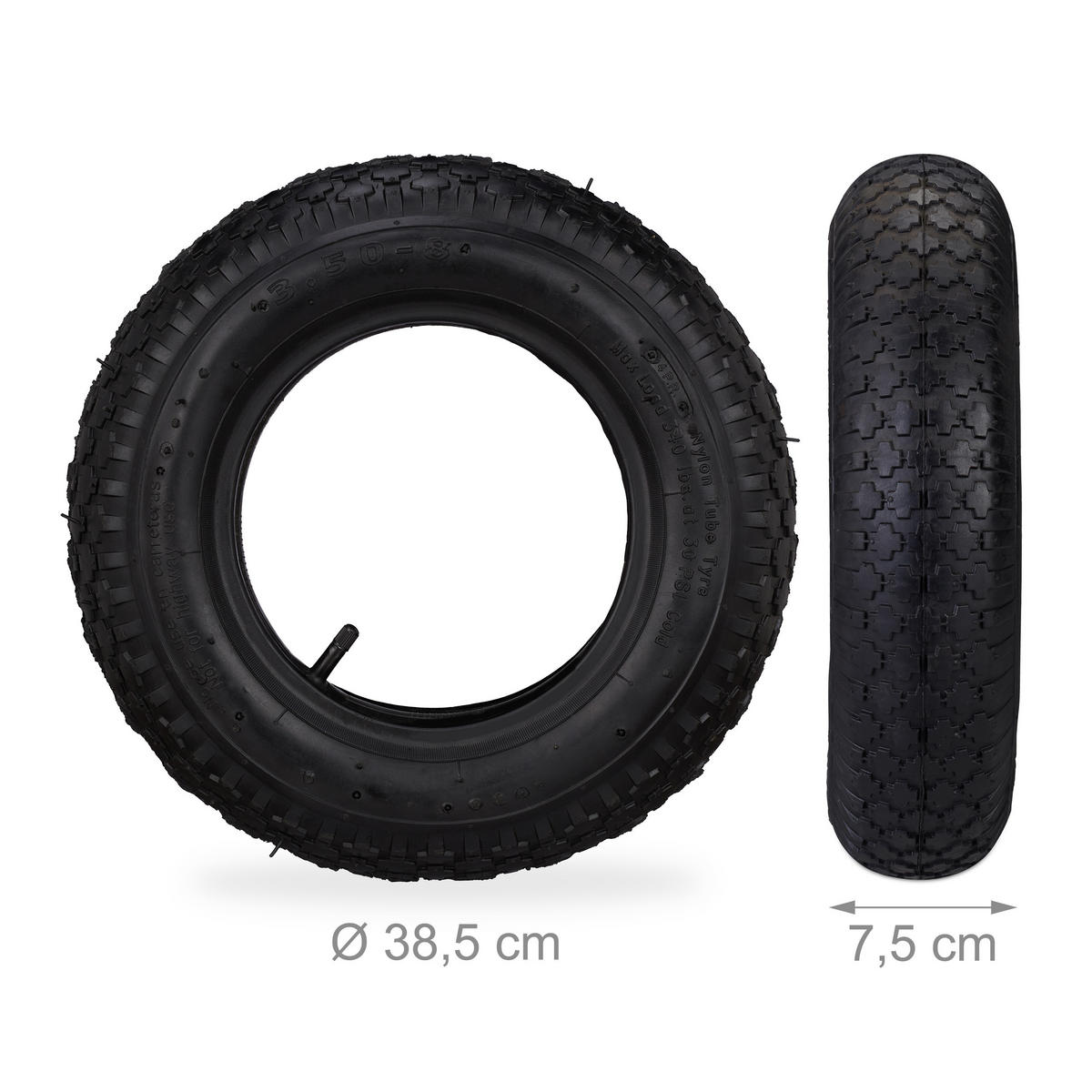 SCHUBKARRENRAD - Schwarz, Kunststoff (7.5/38.5/38.5cm) - Relaxdays