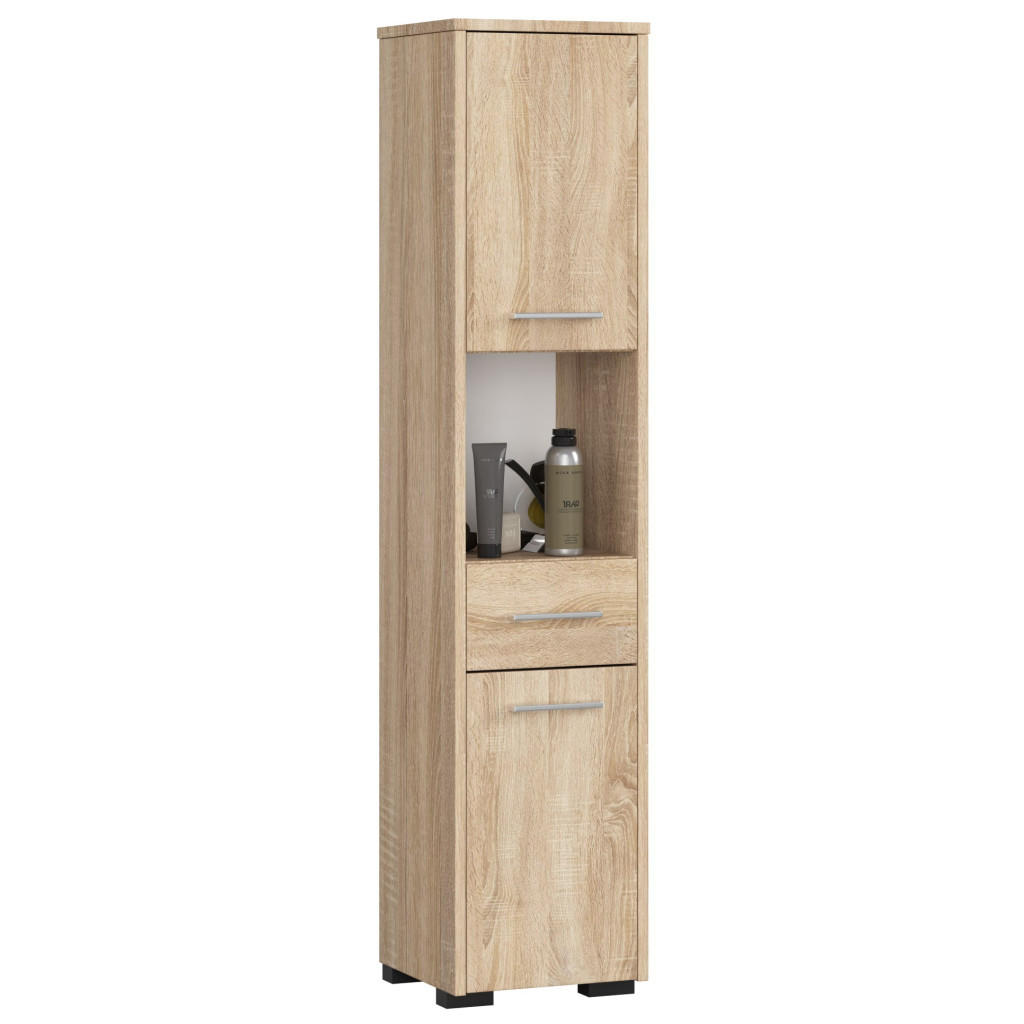 HOCHSCHRANK Sonoma-Eiche 30x30x140 cm - Silberfarben/Sonoma Eiche, Holzwerkstoff/Kunststoff (30/140/30cm) - Akord