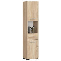HOCHSCHRANK Sonoma-Eiche 30x30x140 cm - Silberfarben/Sonoma Eiche, Holzwerkstoff/Kunststoff (30/140/30cm) - Akord