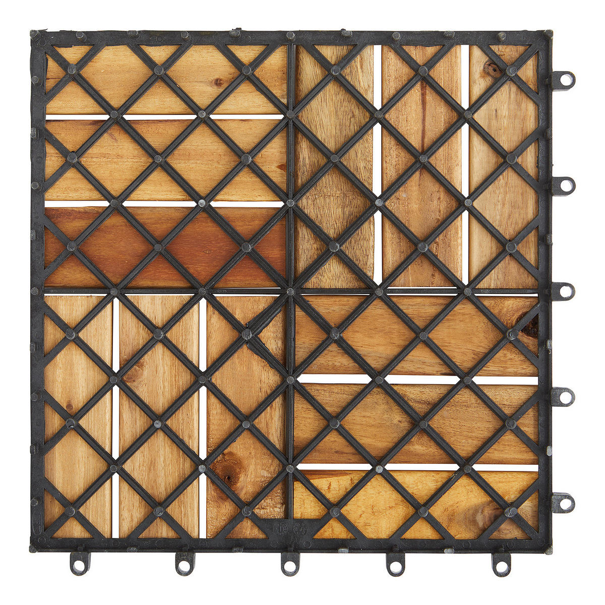 TERRASSENFLIESE - Akazie massiv - 10er-Set - Akaziefarben, Holz/Kunststoff (30/30/2.4cm) - home24