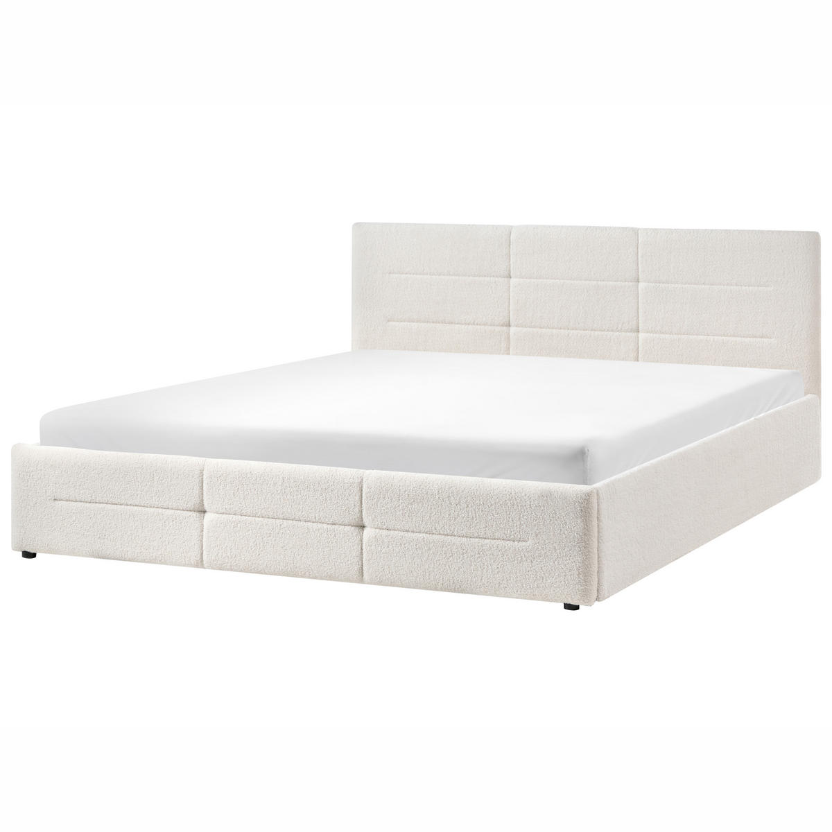 PAT cu spațiu de depozitare 180/200 bouclé alb crem Massognes - crem, material textil (180/200cm) - Beliani