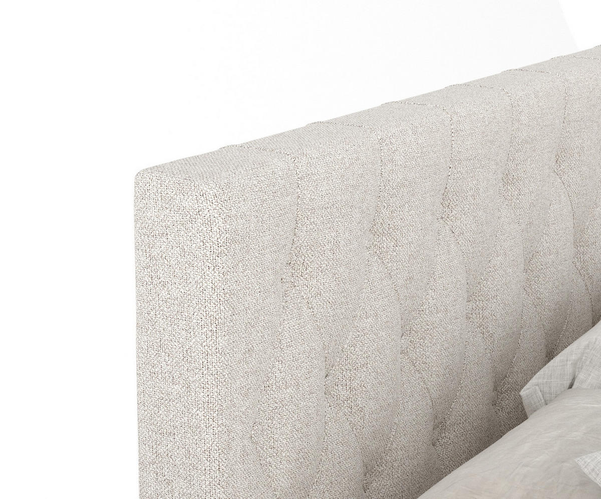 BOXSPRINGBETT Excelsior Hellbeige 200/200 cm mit Latex-Topper - Beige/Silberfarben, Holz/Holzwerkstoff (200/200cm) - Maison de Reve