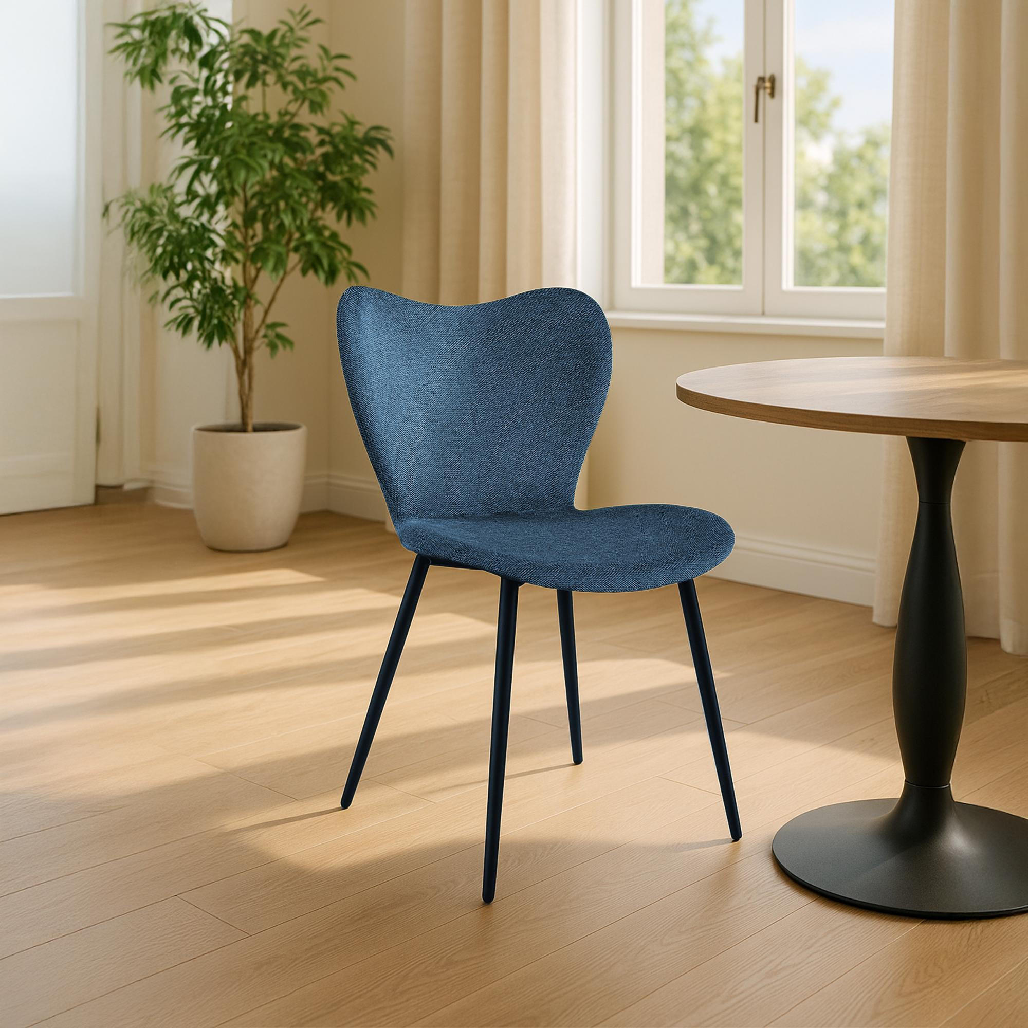 ESSZIMMERSTUHL Stoff Blau - Blau/Schwarz, Textil/Metall (50/80/58cm) - CLP