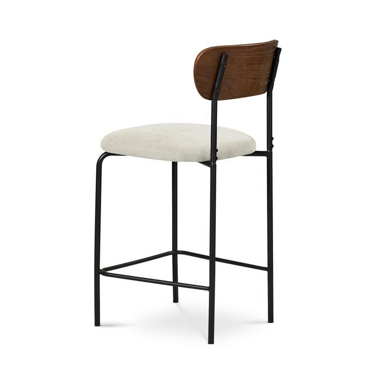 BARHOCKER 2er-Set Olivia skandinavischen aus beigem Cord - Beige/Schwarz, Textil/Metall (46/95.5/52.5cm) - Sicaan