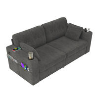 2-SITZER Sofa aus Chenille 172x75x82 cm mit USB-Anschlüssen & Stauraum, grau - Grau, Textil (75/82/172cm)