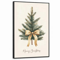 LEINWAND Bilder mit Rahmen - Weihnachtsbaum - Weihnachten - Frohe Weihnachten - Beige - 90x140 - Sandfarben, Textil (90/140cm) - MuchoWow