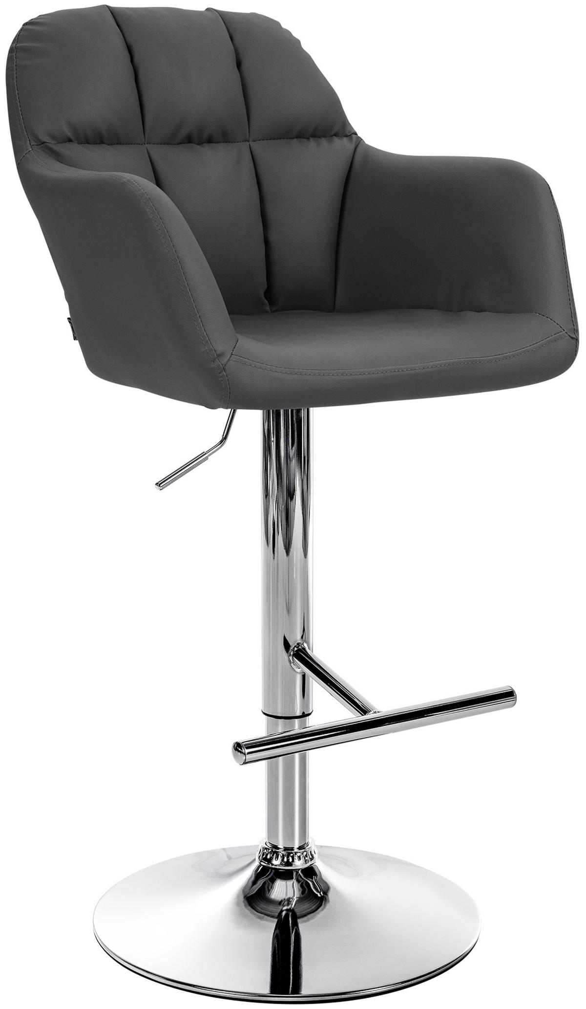BARHOCKER Nardo Kunstleder chrom schwarz - Chromfarben/Schwarz, Kunststoff/Metall (57/118/59cm) - TPFLiving