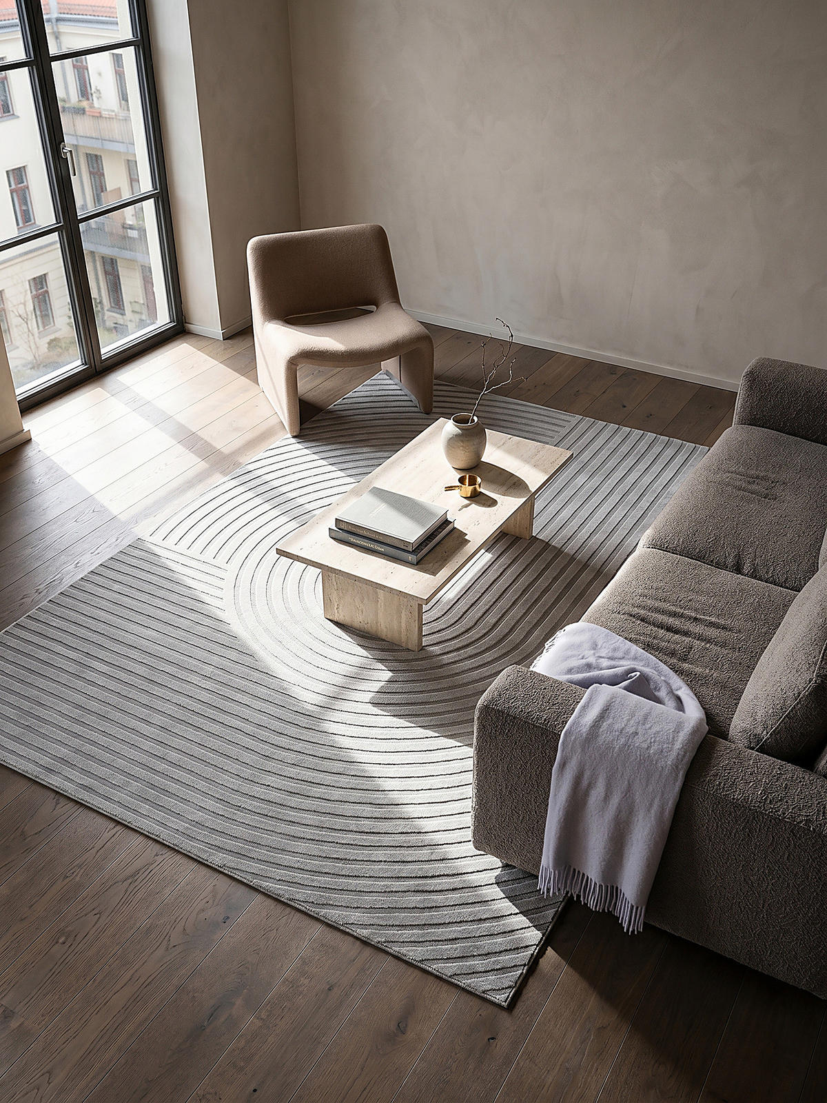 KURZFLORTEPPICH Geometrisch ERESMA Polyester Grau 240 x 340 cm - Grau, Textil (240/340cm) - KADIMA DESIGN