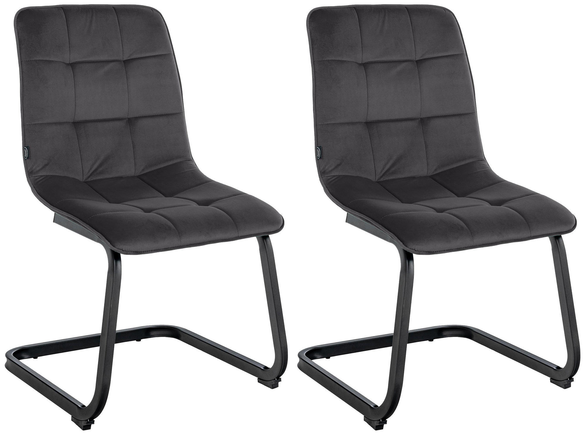 SCHWINGSTUHL 2er Set Samt schwarz - Schwarz, Textil/Metall (47/87/58cm) - CLP