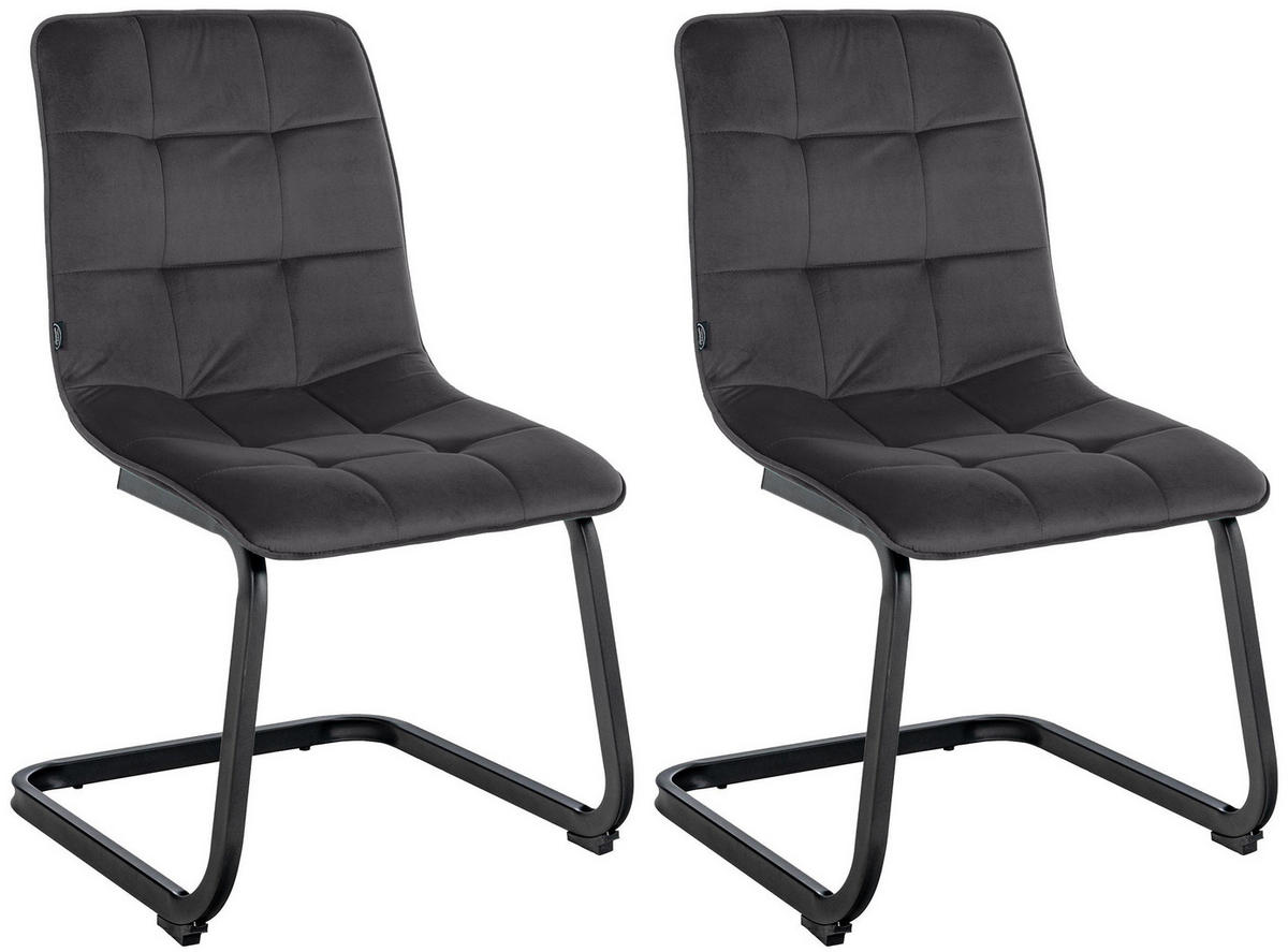 SCHWINGSTUHL 2er Set Samt schwarz - Schwarz, Textil/Metall (47/87/58cm) - CLP