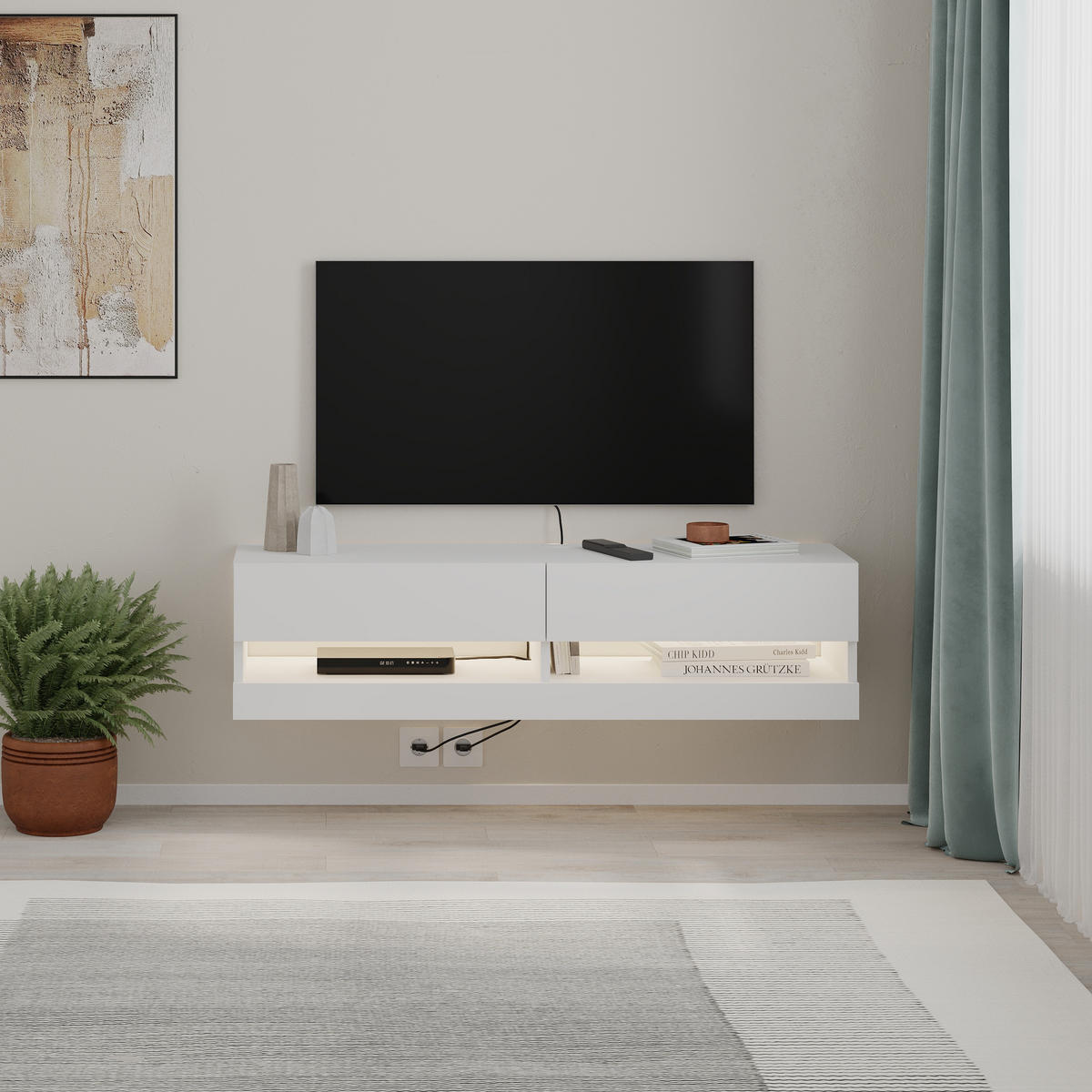 TV-LOWBOARD Moon Weiß 120/33,8/30 cm - Weiß, Holzwerkstoff (120/30/33.8cm) - Decortie