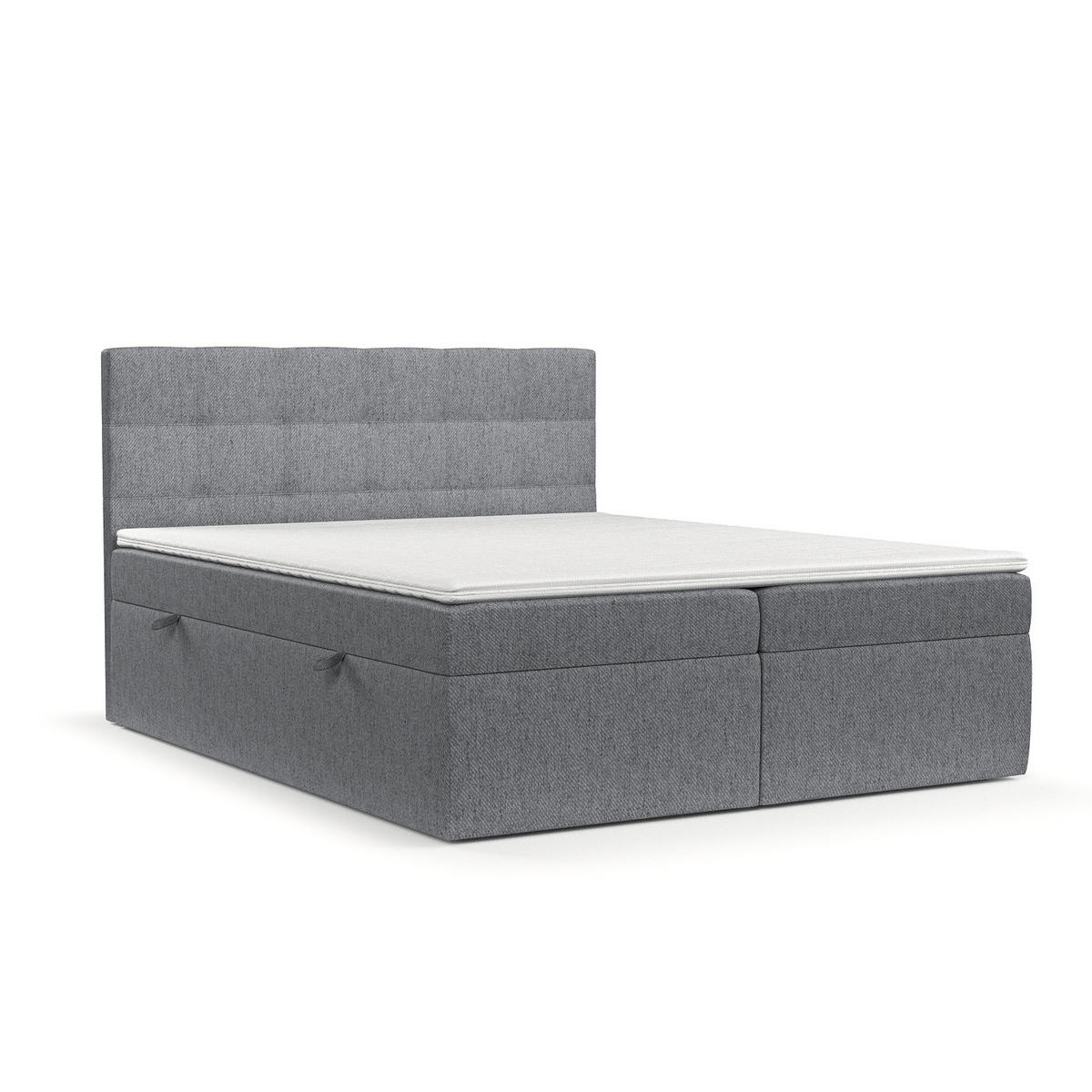 BOXBETT Tari Grau 180/200 cm mit Matratze und Topper - Schwarz/Grau, Holz/Holzwerkstoff (180/200cm) - Maison de Reve