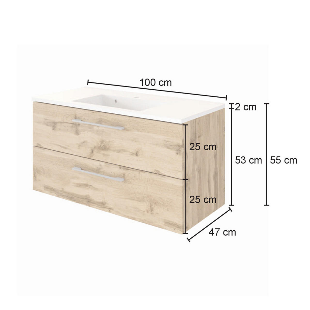 WASCHTISCH Louny-03 - Braun, Holzwerkstoff (100/54/48cm) - Lomado