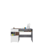 SCHREIBTISCH Sally in Beton, Weiß und Eiche - Grau, Holzwerkstoff (120/80/200cm)