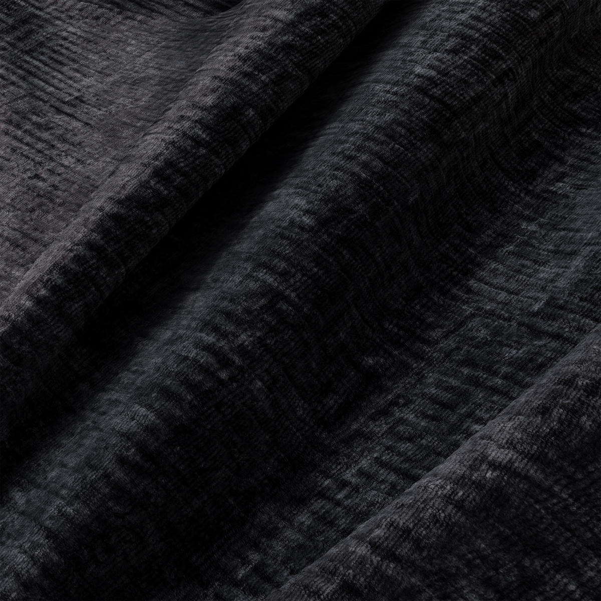 ECKSOFA LINKS Gemusterter Samt Schwarz 269cm - Schwarz, Textil (221/269cm) - Sia Home