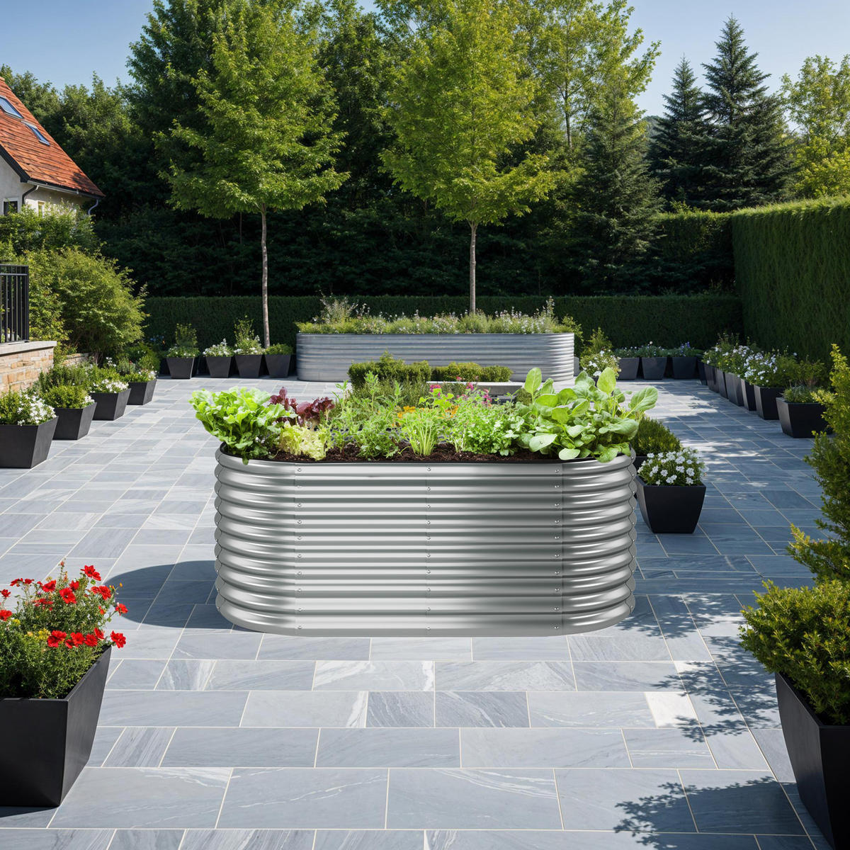 HOCHBEET Flormma,200 x 100 x 80 cm,silber - Silberfarben, Metall (200/80/100cm) - tectake