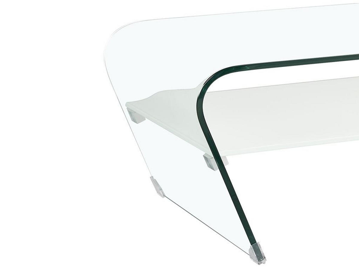 COUCHTISCH mit Ablage - mit Ablage - Weiß - KELLY - Transparent, Glas (120/60/37cm) - Vente-Unique