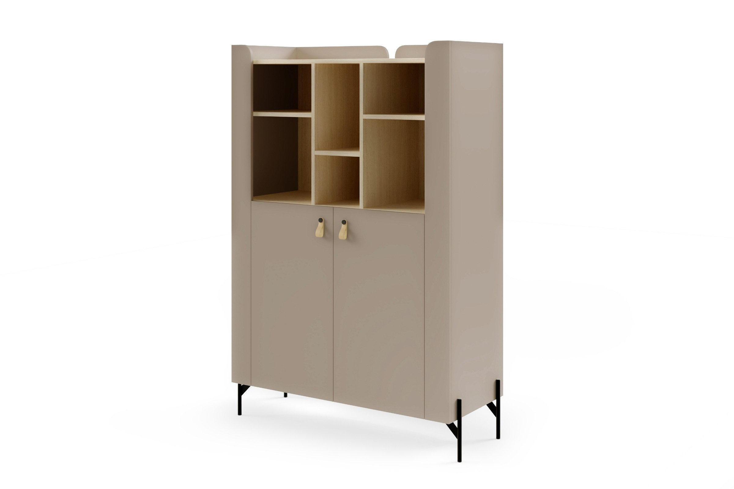 HIGHBOARD SOVI 04 100 / 151 / 42 cm in Porcini / Eiche Mavelie - Greige/Eichefarben, Holzwerkstoff (100/151/42cm) - Deine Möbel 24