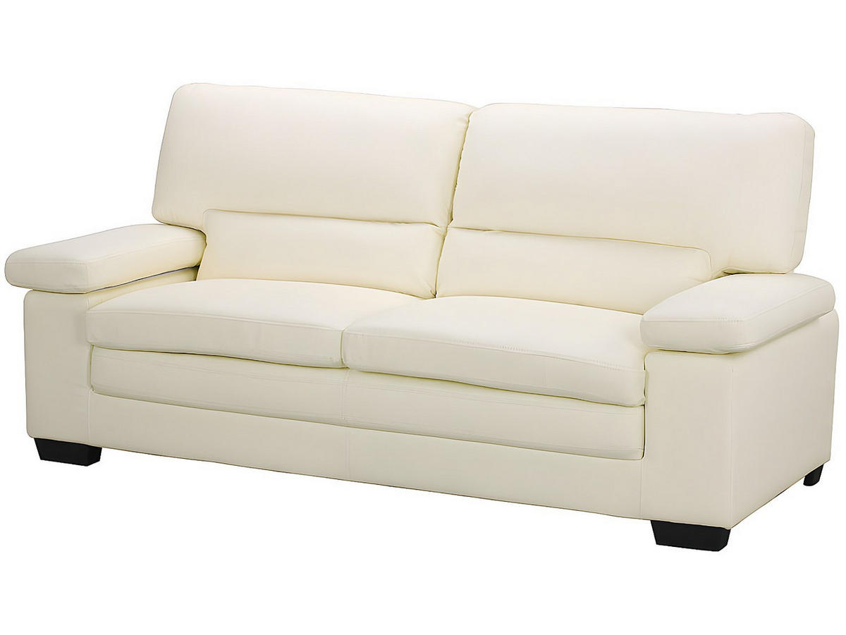 COUCHGARNITUR - 5 Personen - leder - elfenbeinfarben Mimas - Weiß, Leder (162/97/89cm) - Vente-Unique