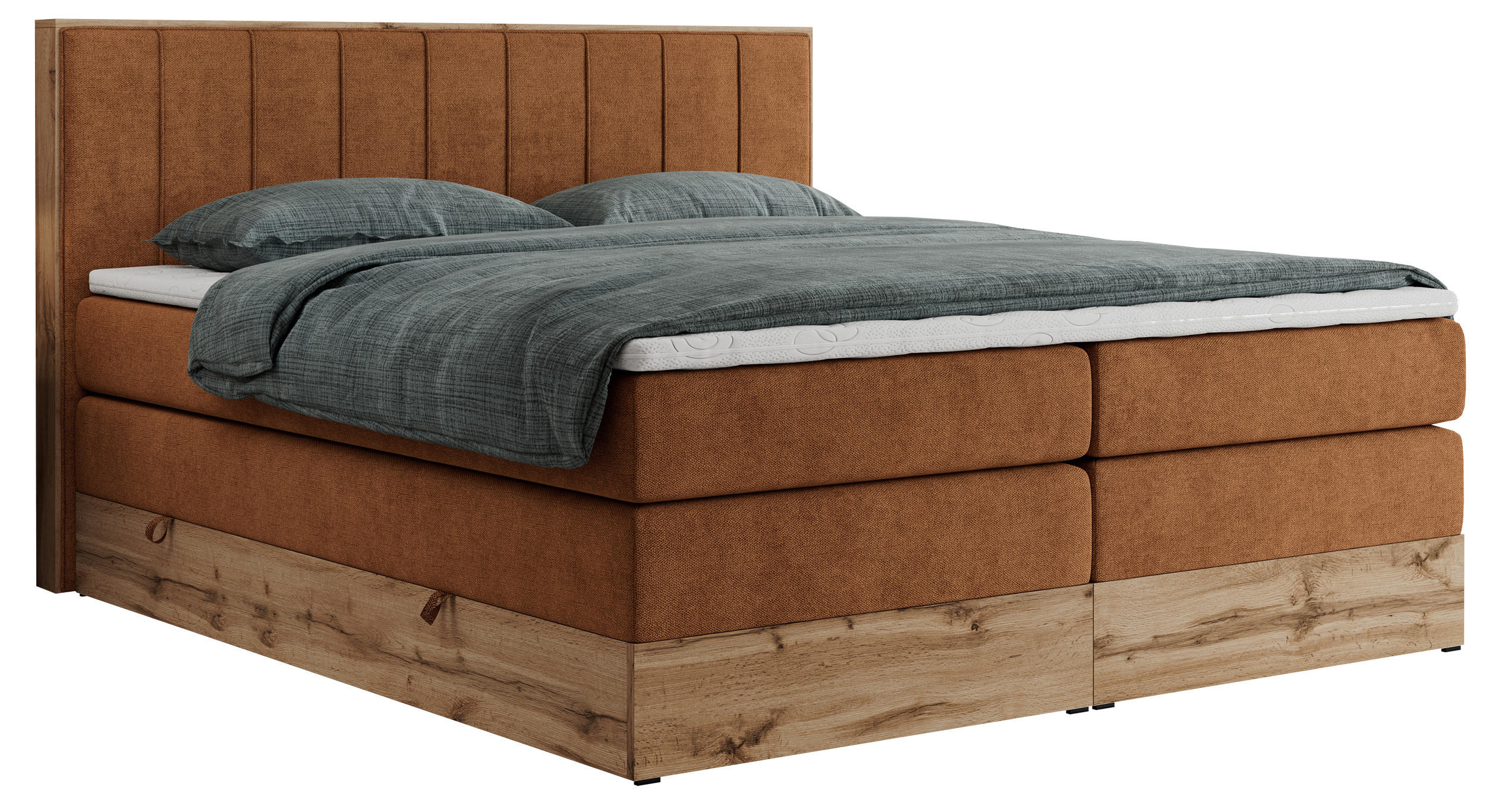 BOXSPRINGBETT BELLISSIMO KING 180/200 Orange Struktur - H3 - Orange, Holz/Textil (180/200cm) - MKS
