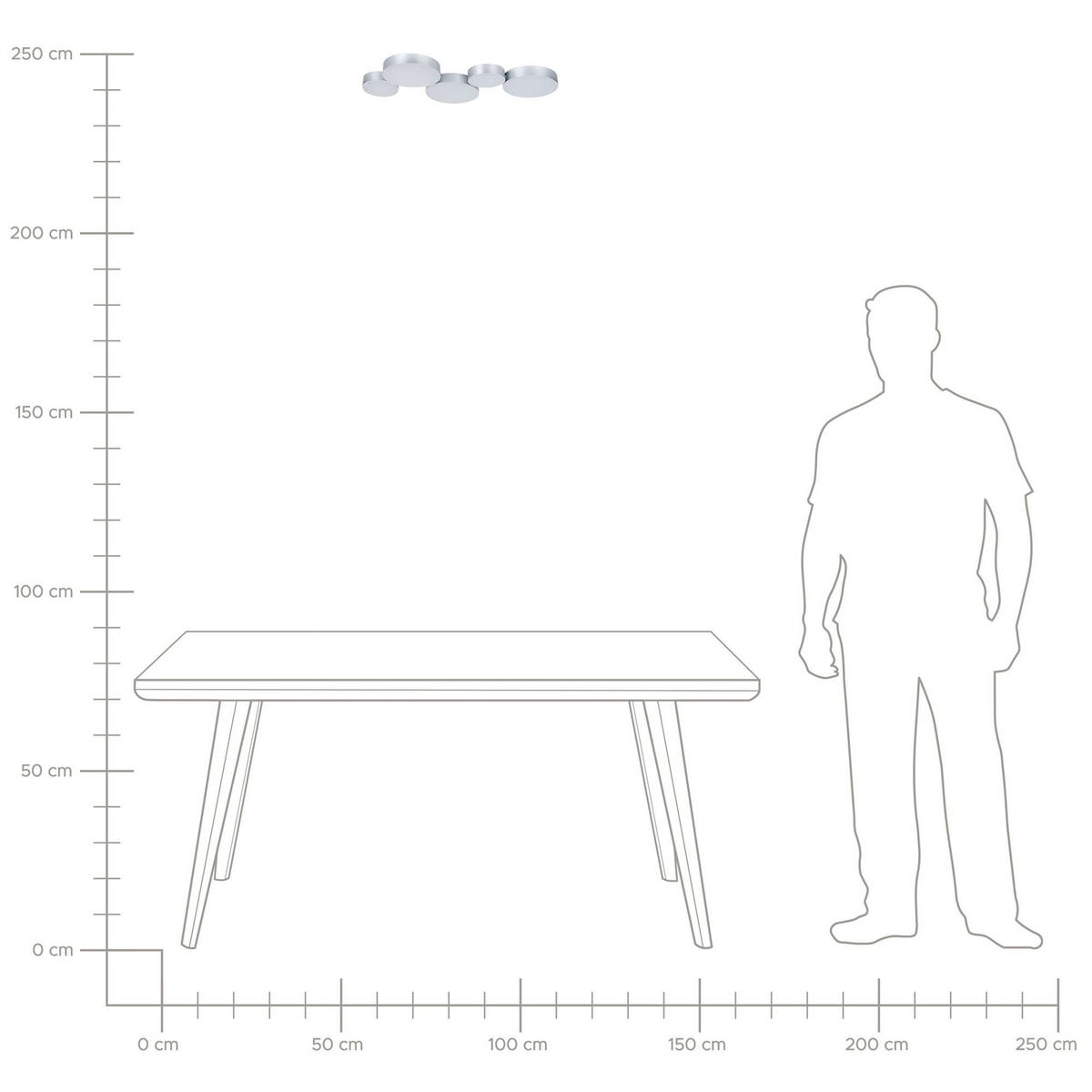 DECKENLEUCHTE Luga 20/54/3 cm - Silberfarben, Metall (20/54/3cm) - Beliani