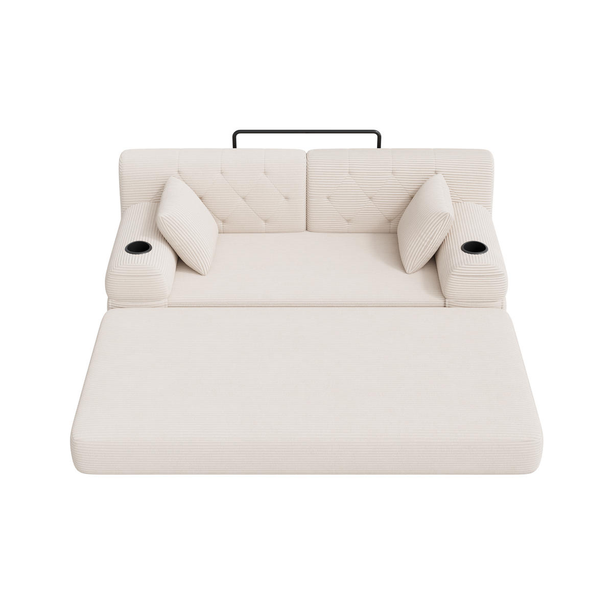 SCHLAFSOFA DE-33850 mit hoher Rückenlehne Beige - Beige, Metall (168/81/80cm) - ComfortXL