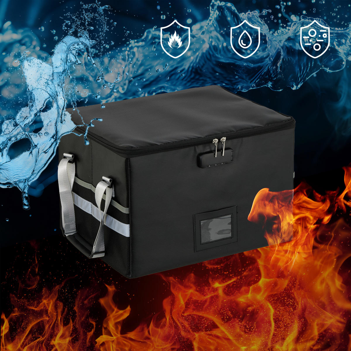 TORBA za dokumente - črna, umetna masa/tekstil (40/27/33cm) - Relaxdays