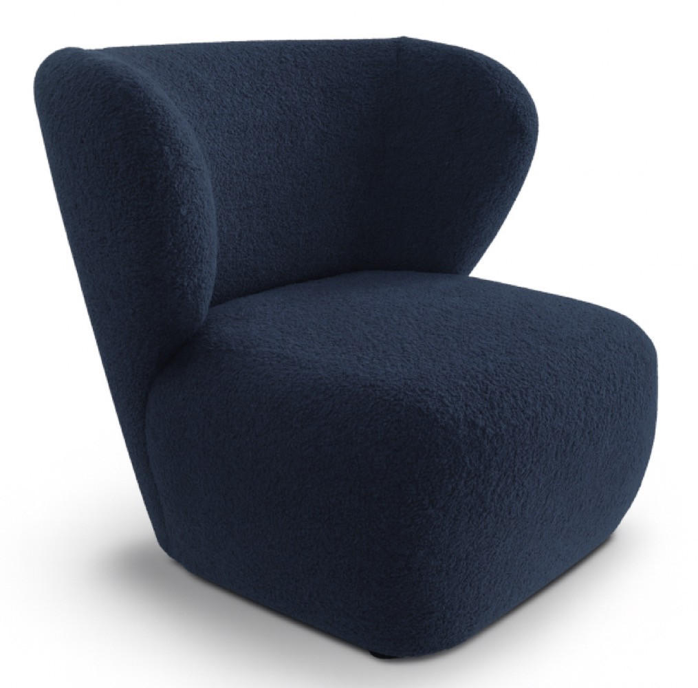SESSEL Granat EVA Mit Breit Gepolstertem Rückenlehne Boucle - Dunkelblau, Textil (82/74/74cm) - Sepro Meble