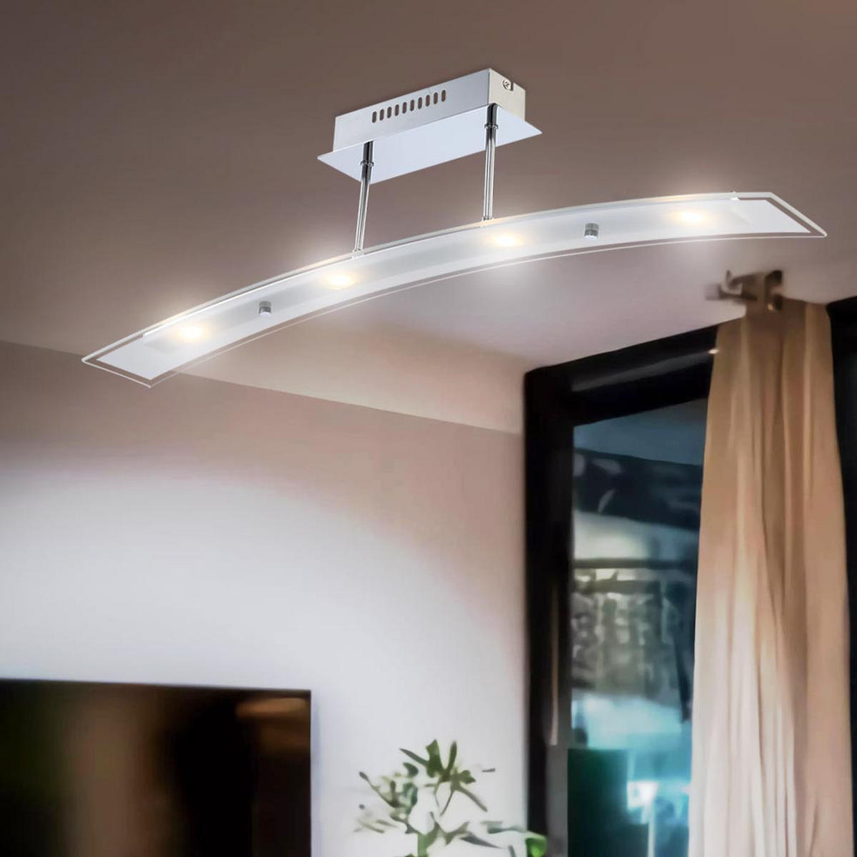 LED DECKENLEUCHTE DILAN Klar Satiniert - Klar, Glas (82/8/20cm) - Globo Lighting