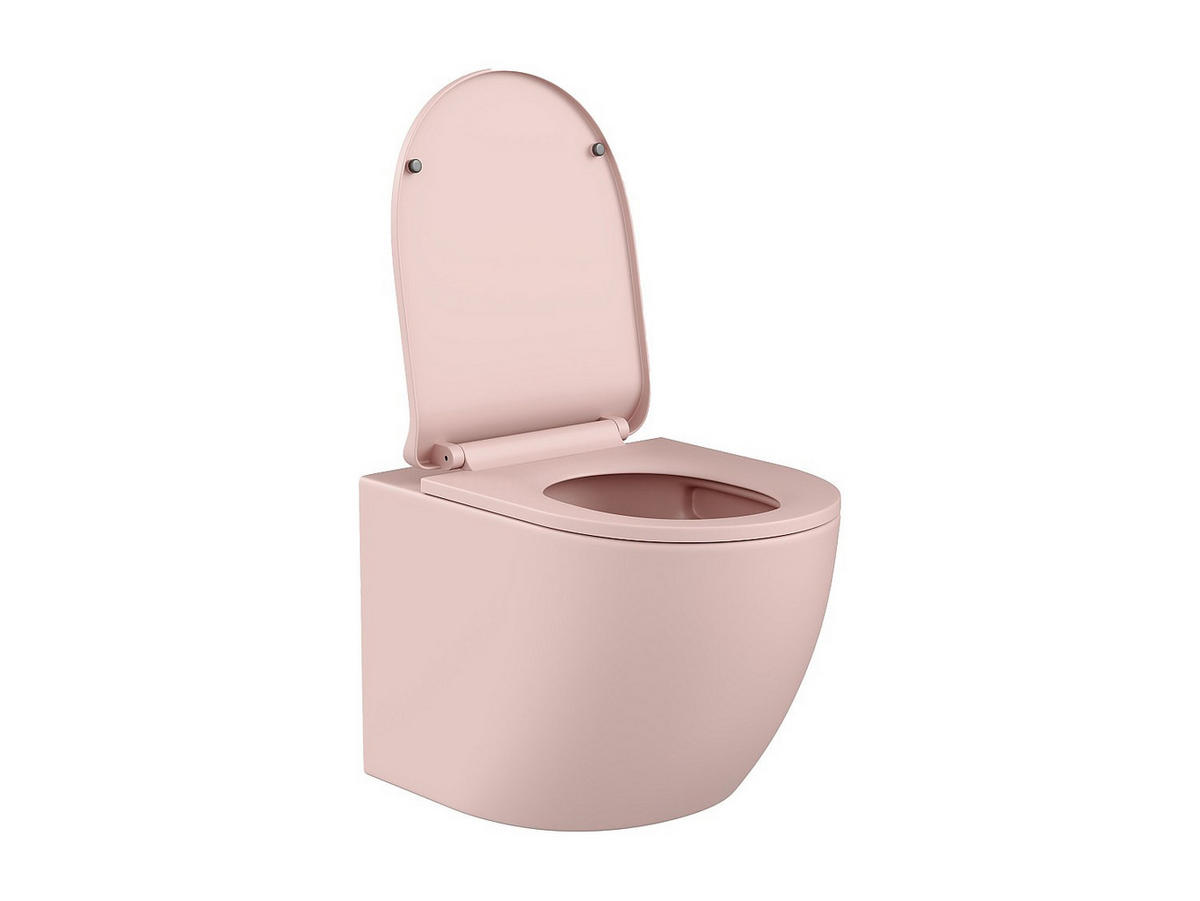 HÄNGE WC - 36 cm x 53.5 cm - keramik - rosa Javoine - Pink, Keramik (36/36/53.5cm) - Vente-Unique