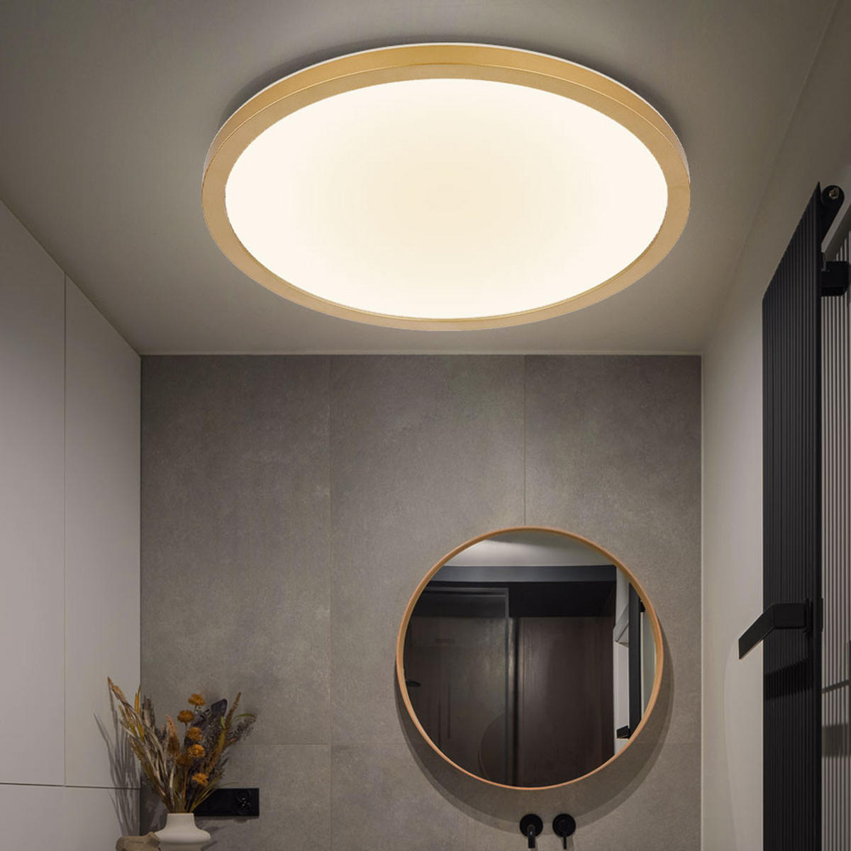 LED DECKENLEUCHTE Messing - Messingfarben, Kunststoff (42/42/2.5cm) - Globo Lighting