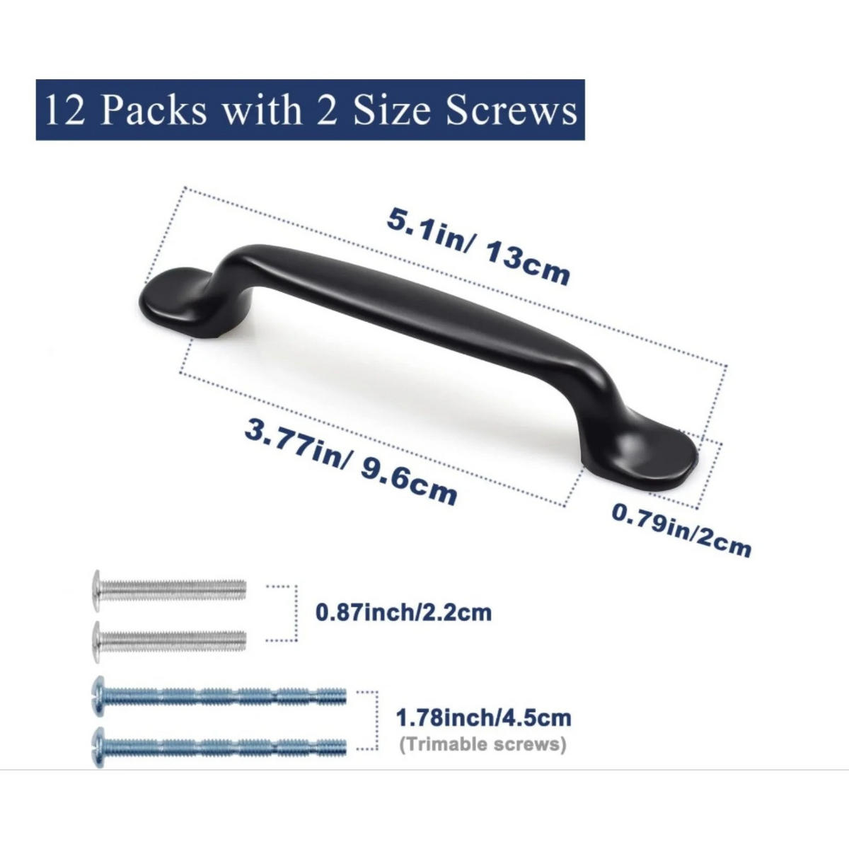 MÖBELGRIFF Schwarz 12er-Set 96 mm - Schwarz, Metall (0.22/0.03/1.3cm)