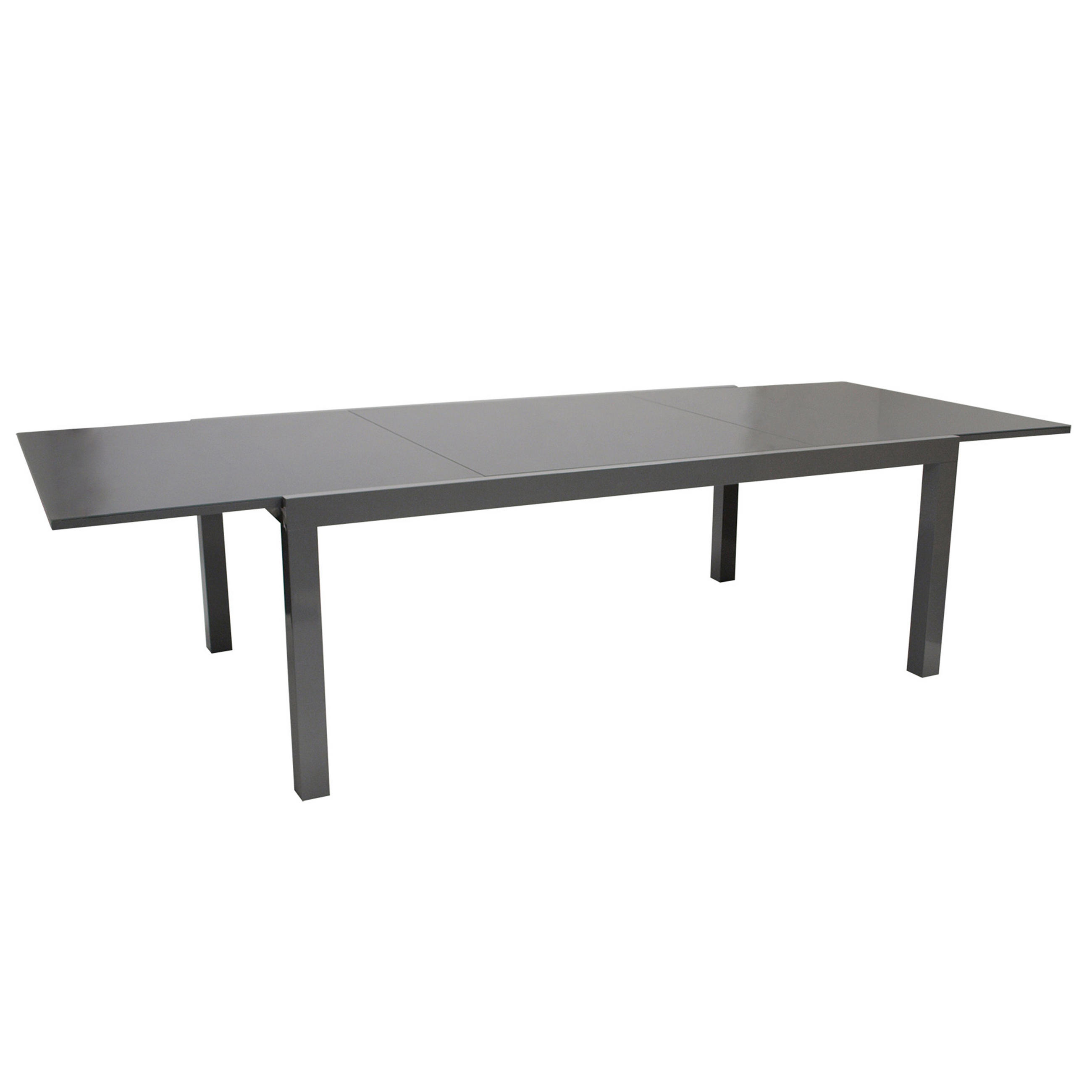 AUSZIEHTISCH Ashford - Esstisch mit Gestell aus Aluminium grau, Tischplatte Glas - Ausziehbar von 180cm auf 240cm. BxTxH: - Grau, Metall (240/100/75cm) - TPFGarden