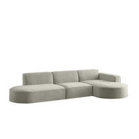 ECKSOFA Palma In Noel - Hellgrau, Holzwerkstoff/Textil (296/165cm) - Fun Möbel