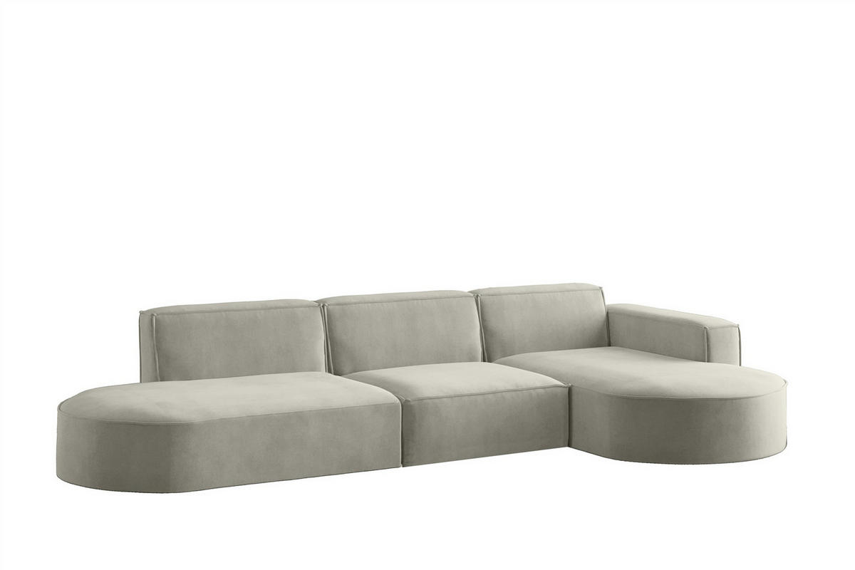 ECKSOFA Palma In Noel - Hellgrau, Holzwerkstoff/Textil (296/165cm) - Fun Möbel