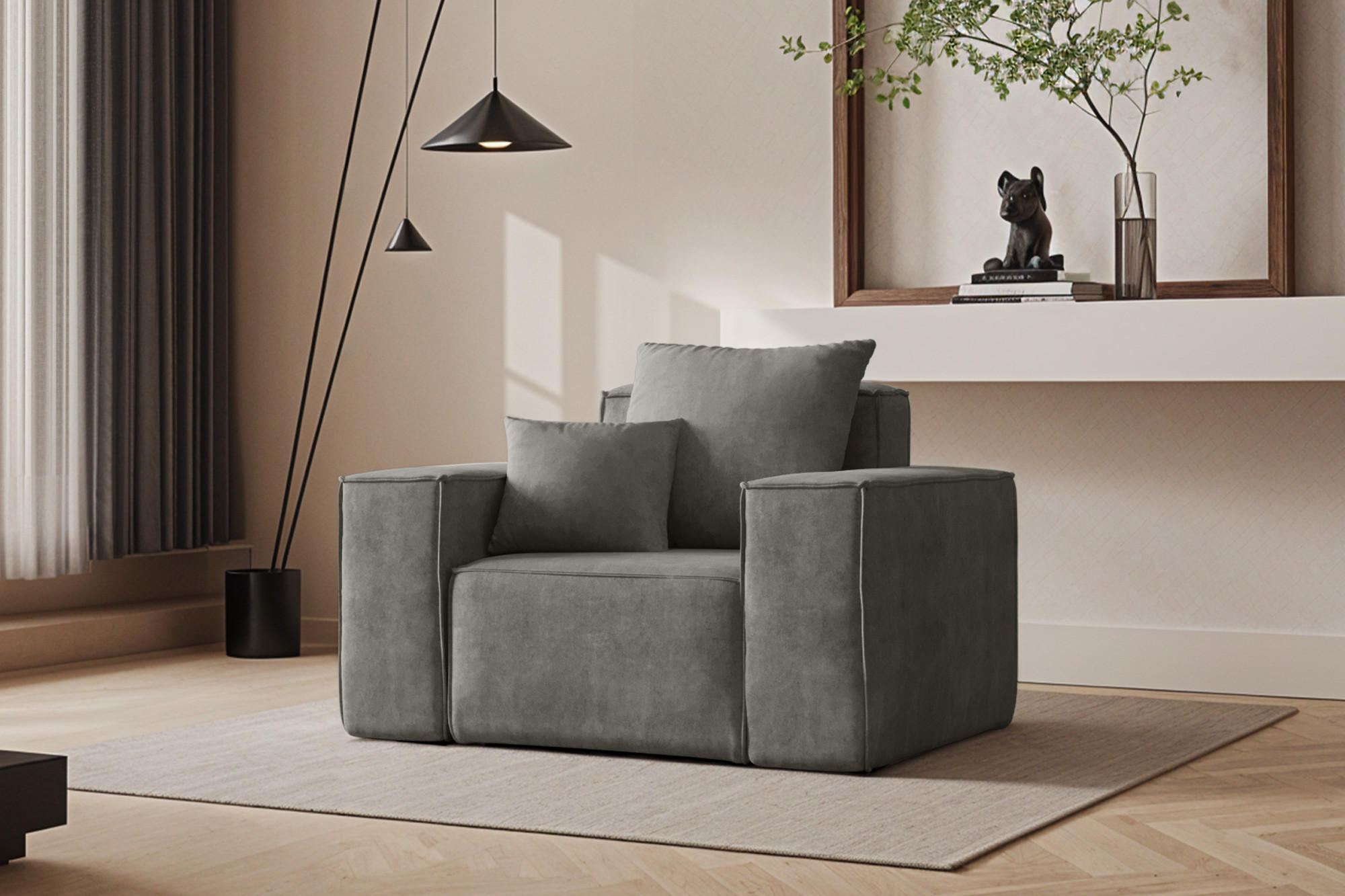 SESSEL ELLA Modern Stoff Noel Grau - Grau, Holz/Textil (90/78/117cm) - Kaiser Möbel