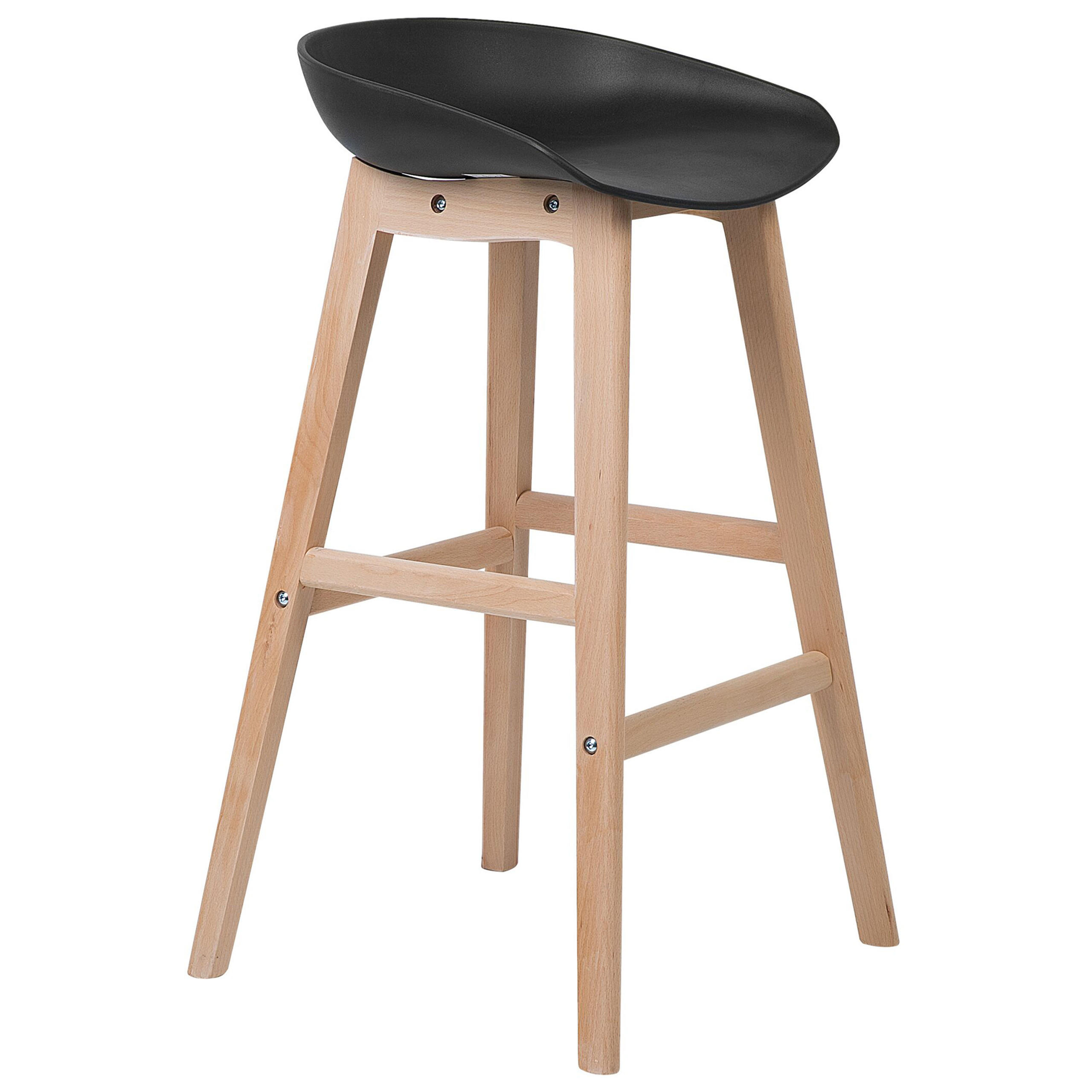 BARSTUHL 2er-Set Kunststoff Schwarz Micco - Schwarz, Holz/Kunststoff (42/85/46cm) - Beliani