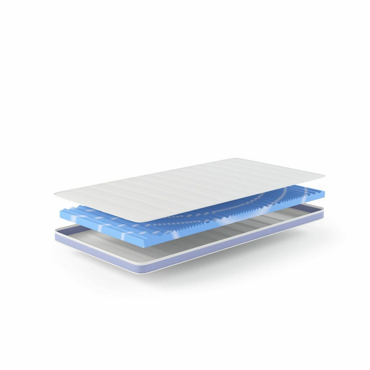 GELSCHAUM-TOPPER "Surf 100", 120 x 200 cm, Höhe: ca. 8 cm - Weiß, Textil (120/200cm) - Hn8 Schlafsysteme