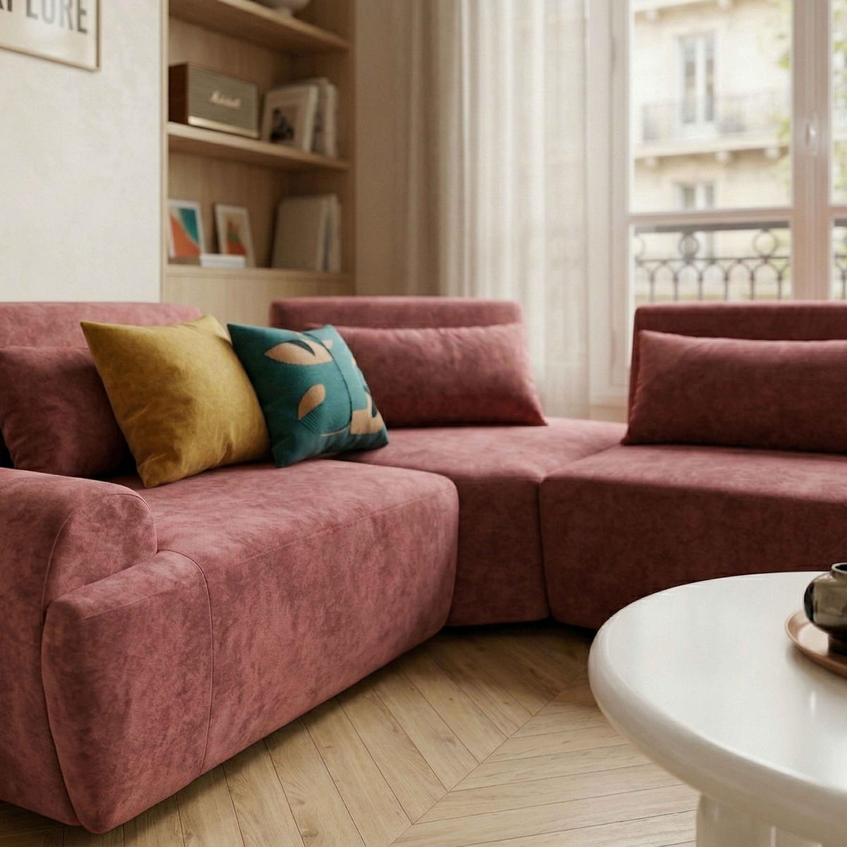 ECKSOFA 3-Sitzer, Rot - Rot, Textil (231/231cm) - Oviala