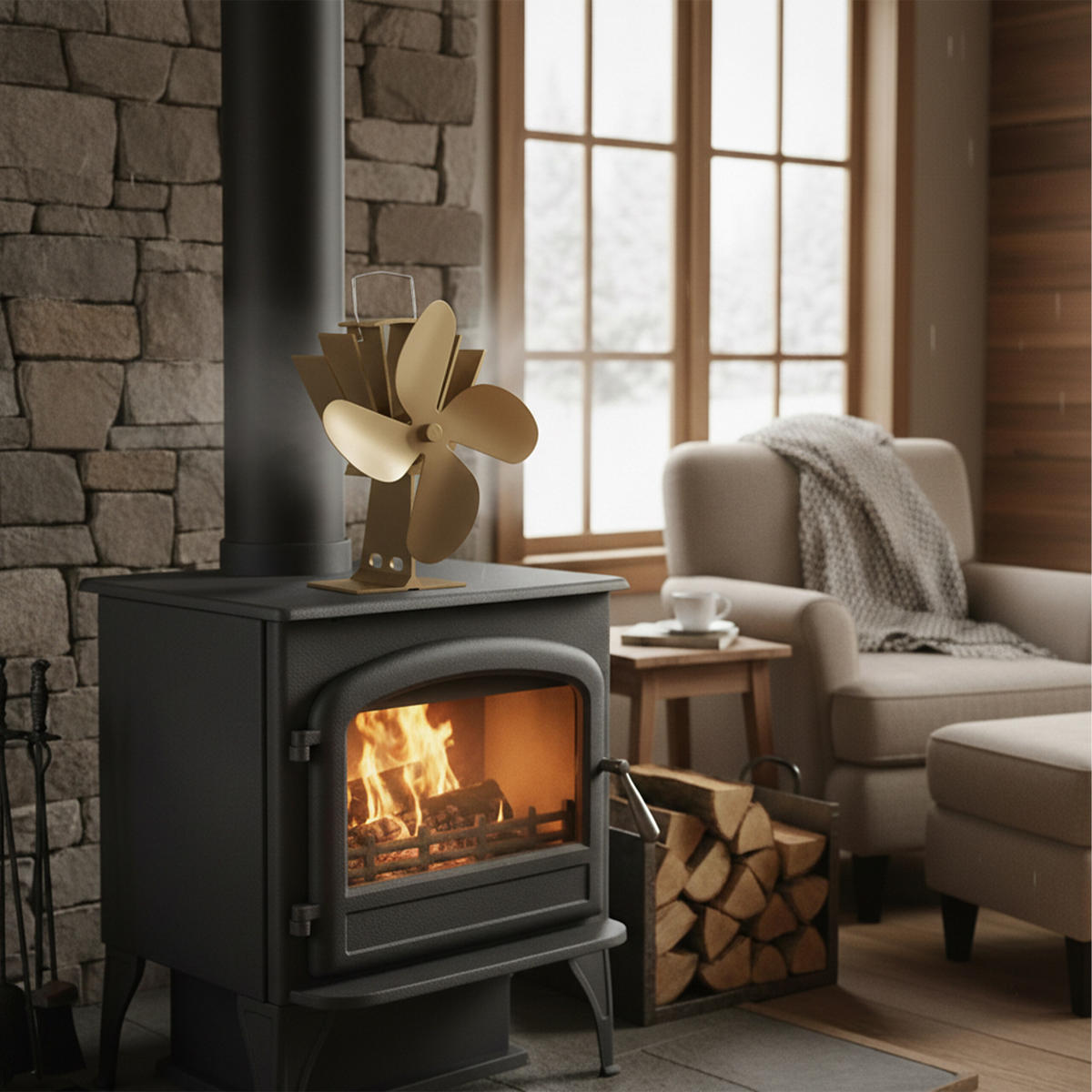 OFENVENTILATOR - Hellbraun, Metall (19/26/12cm) - Relaxdays